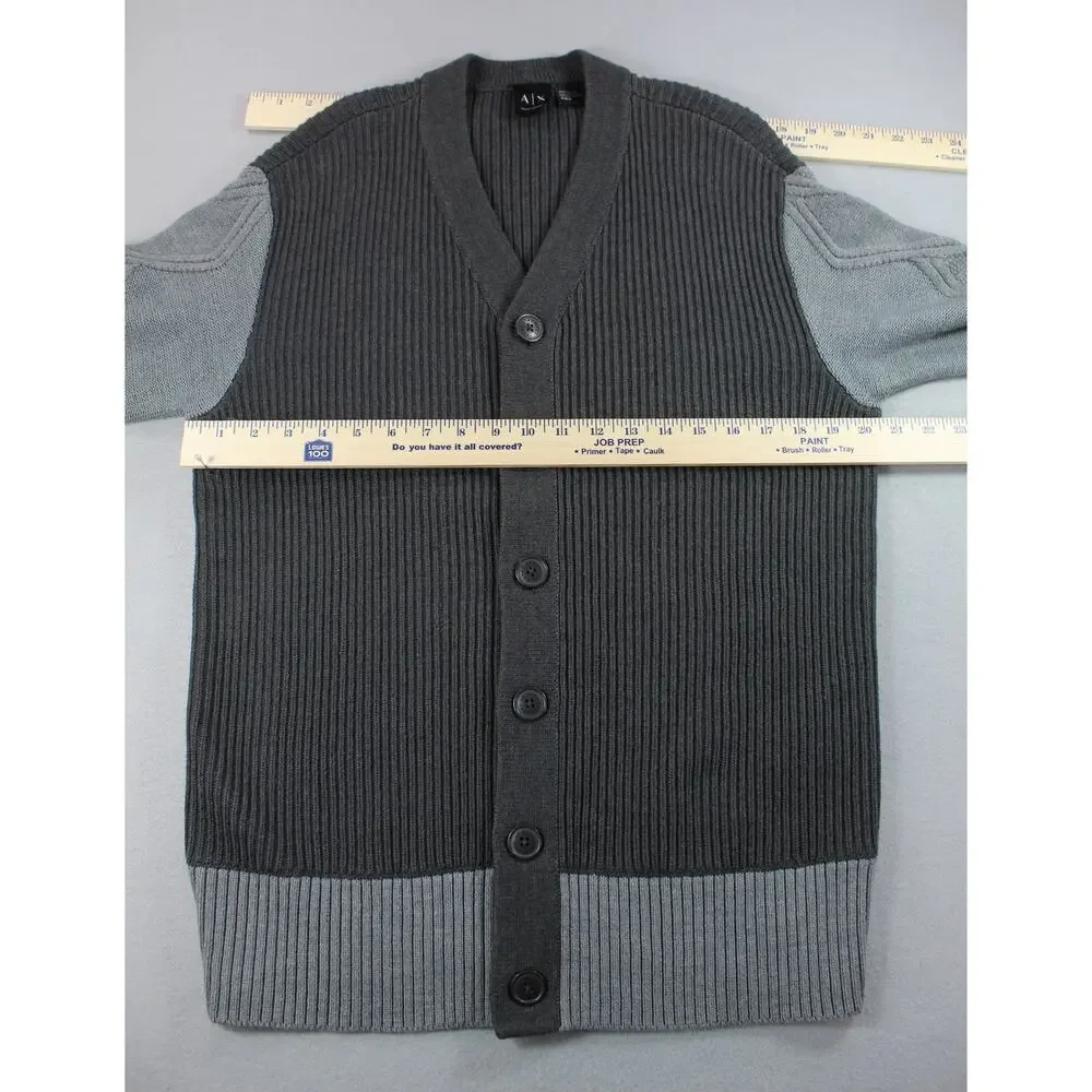 Armani Exchange AlX Ribbed Cardigan Sweater Men's Medium Colorblock Button Front